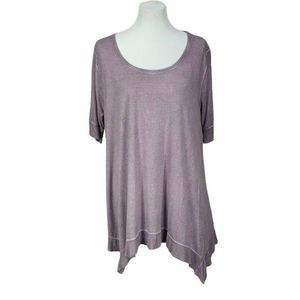 easel Mauve Short Sleeve Scoop Neck Tunic Top
